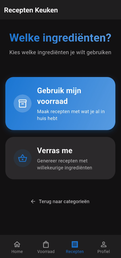 Recipe Generation Selection